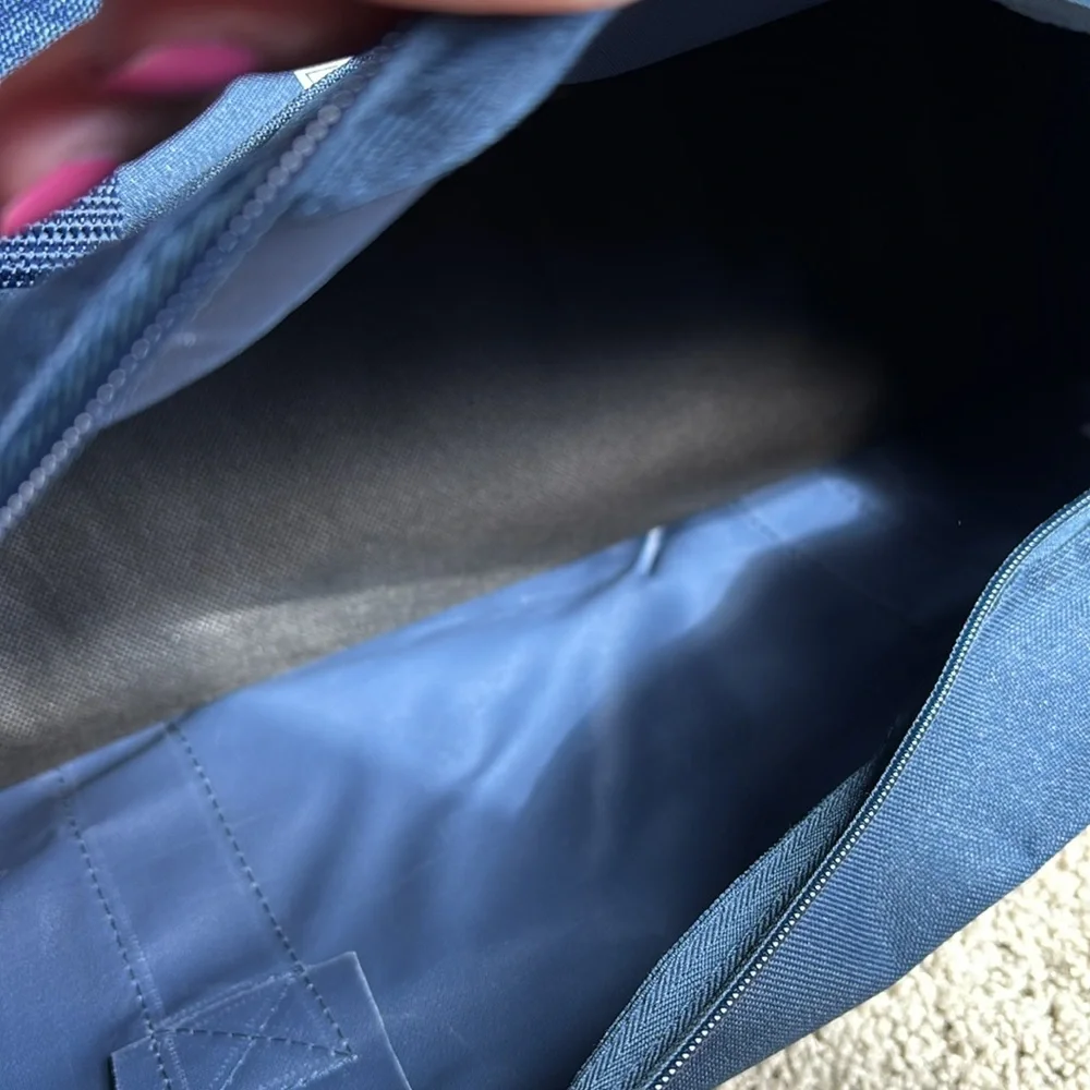 Blue duffle bag